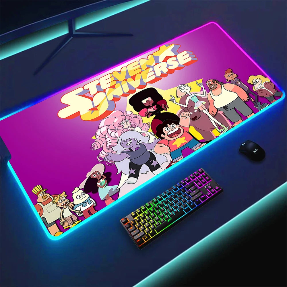 RGB Anime Gaming Mouse Pad with LED Lighting Non-slip Surface Large Waterproof Desk Mat