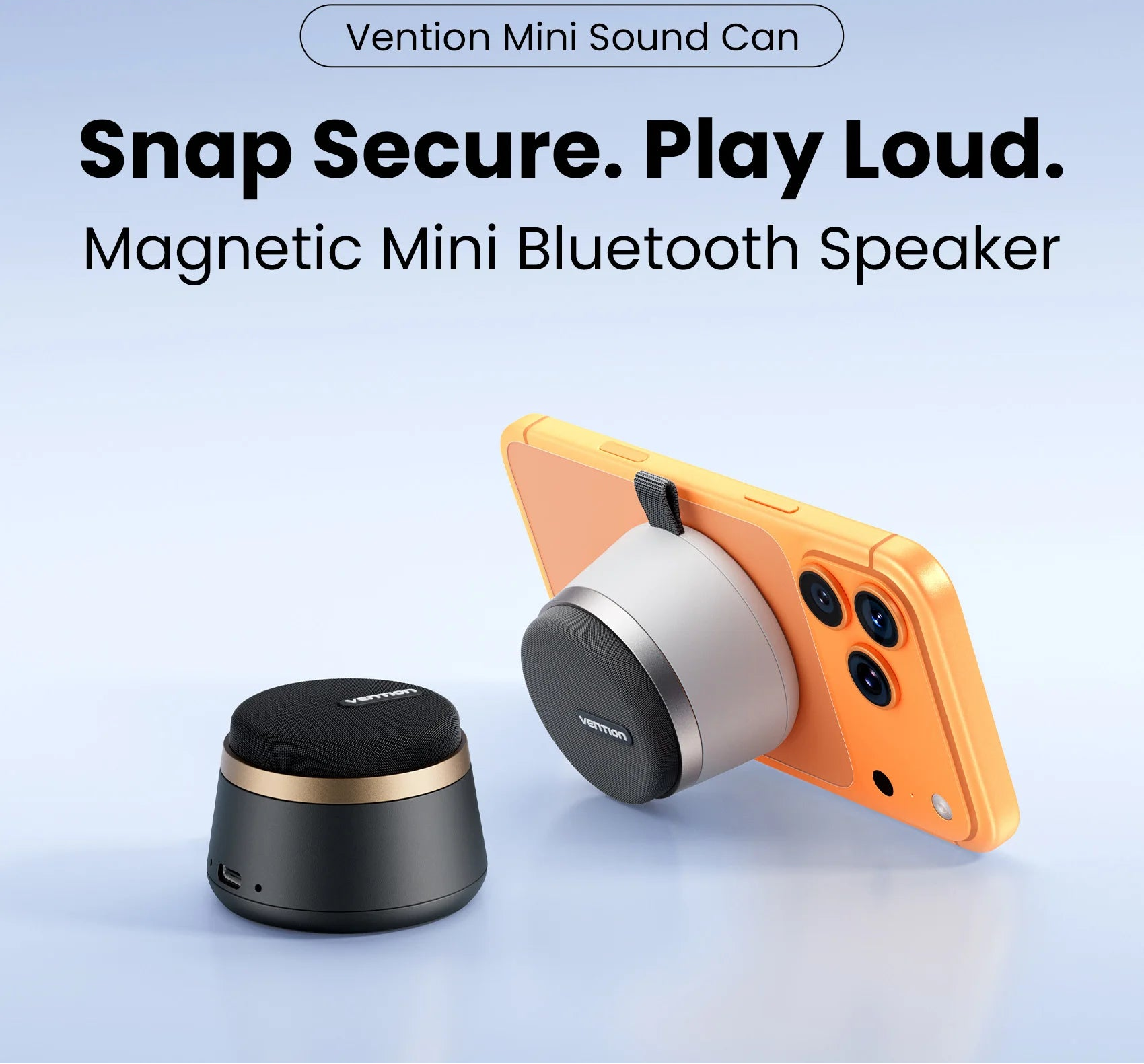 Magnetic Portable Bluetooth Speaker with IPX6 Waterproof and Enhanced Bass for Outdoor Use