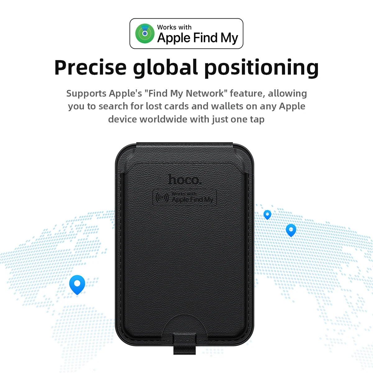 Magnetic Anti-Lost Smart Card Holder with Rechargeable Battery and iOS Find My Network Support
