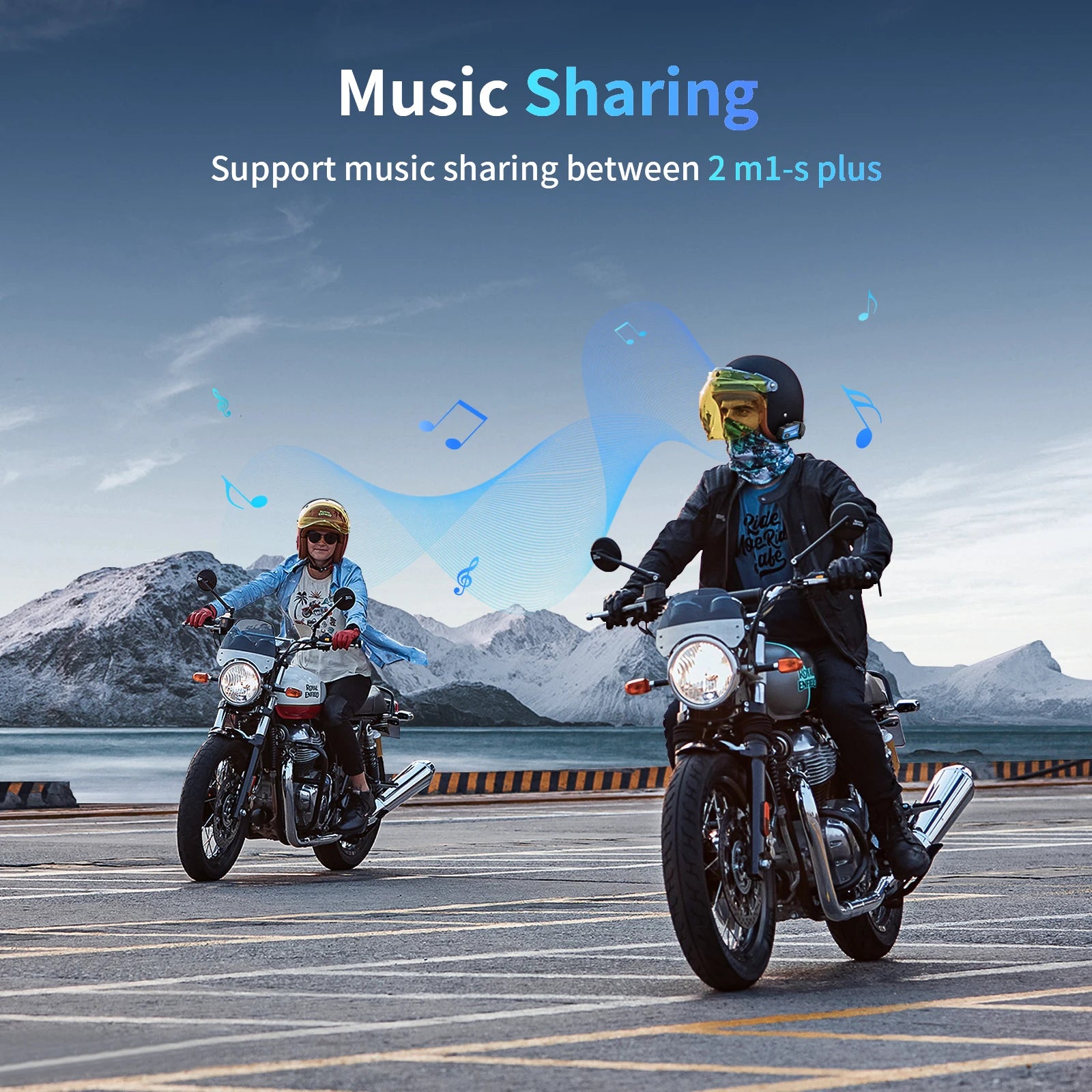 Motorcycle Helmet Bluetooth Intercom Headset with 8 Rider Group, 2000m Range, FM Radio, Music Sharing