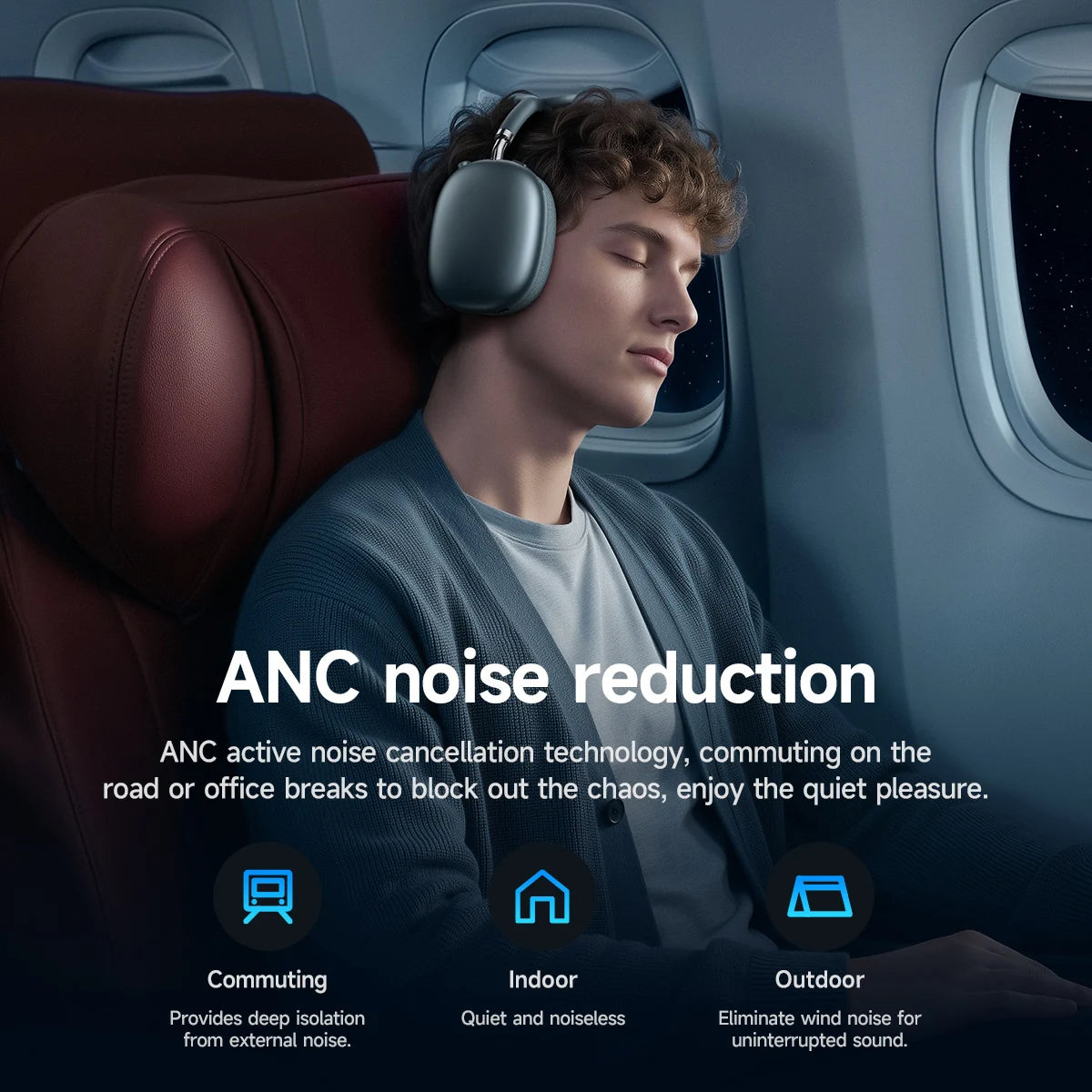 Wireless Over-Ear Headphones with Active Noise Cancelling Bluetooth and HiFi Sound
