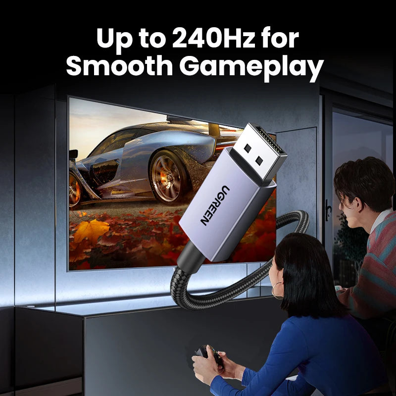 16K DisplayPort 2.1 Cable 80Gbps DP to DP Lead for 8K 4K 240Hz Gaming Monitors PCs