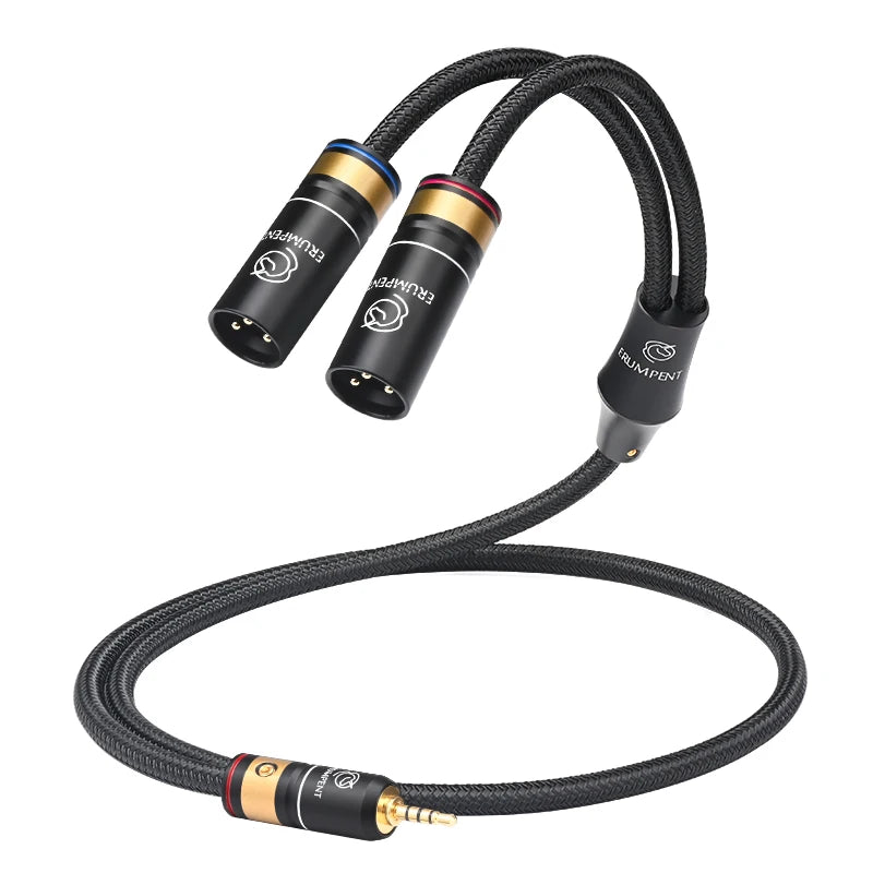Premium 2.5mm to Dual XLR Balanced Audio Cable with 6N OCC Copper for DAC AMP and Studio Use