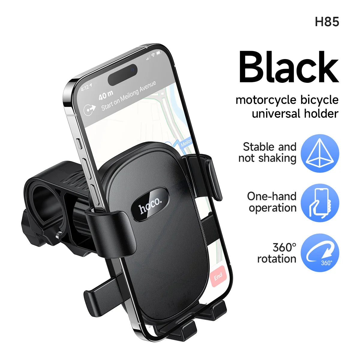 Universal 360° Rotating Motorcycle and Bicycle Phone Holder Clip Mount for Large Smartphones