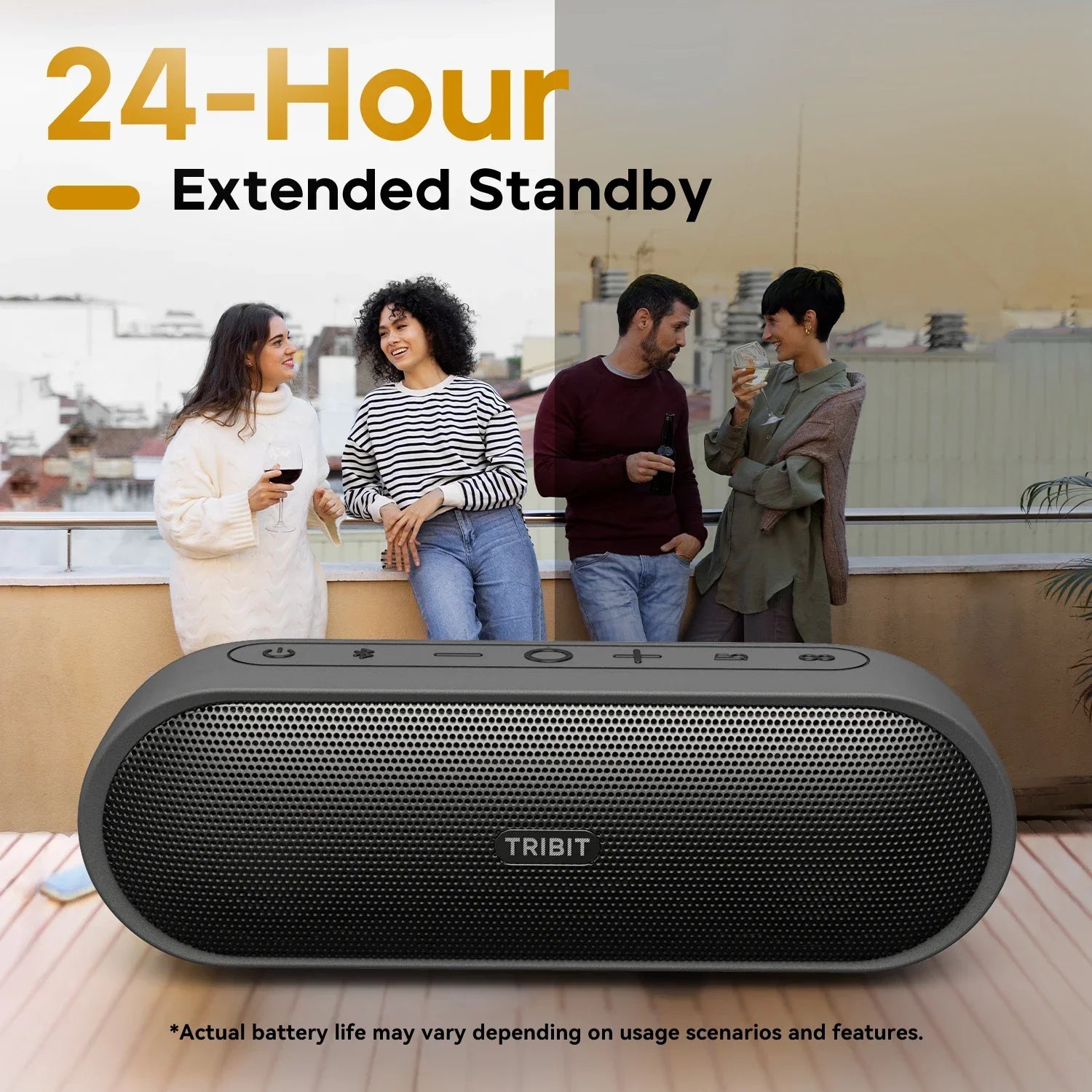 Portable Bluetooth Speaker 30W Waterproof Wireless Stereo with 24-Hour Playtime and Deep Bass