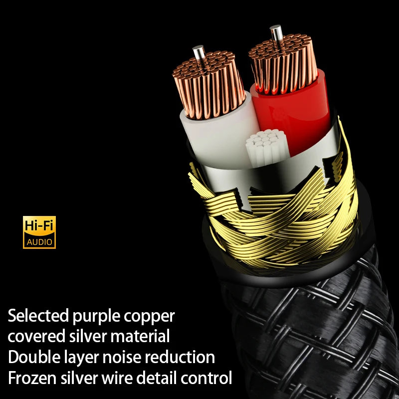 Premium 6.35mm TRS Stereo Guitar Audio Cable with 6N OCC Copper Core for Amplifier and Bass
