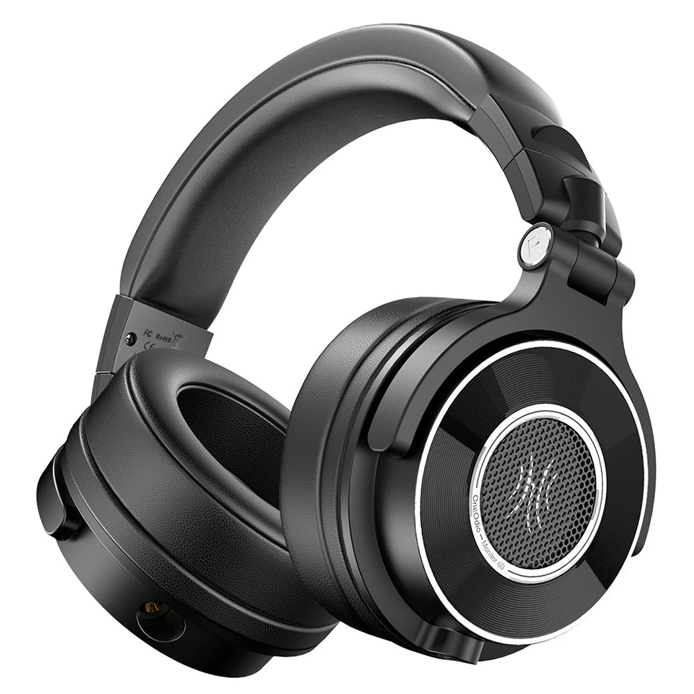 Professional Wired Over Ear Studio Headphones with Hi-Res Audio and Detachable Microphone