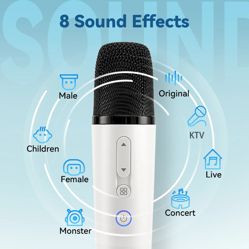 Wireless Rechargeable Bluetooth Tesla Car Karaoke Microphone with USB-C Aux Receiver