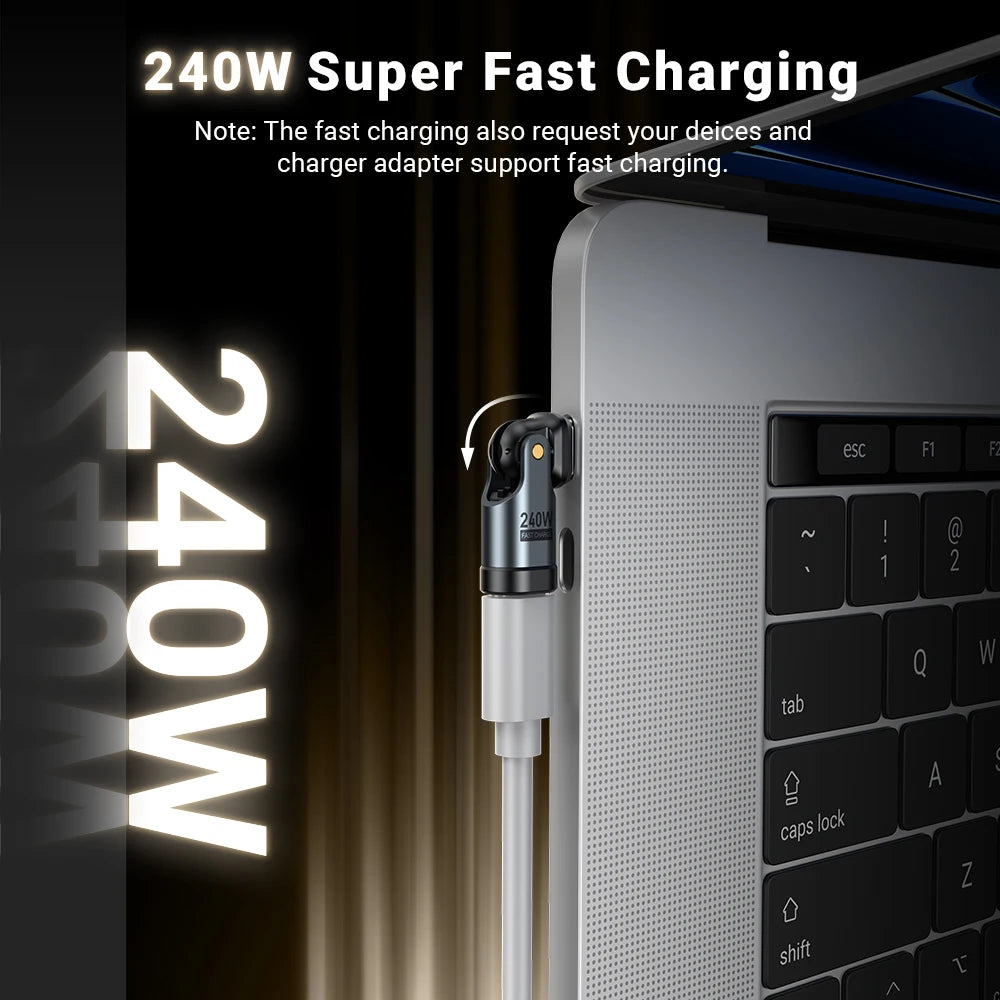 240W USB C Fast Charging Male to Female Converter Adapter with 180 Degree Elbow Design