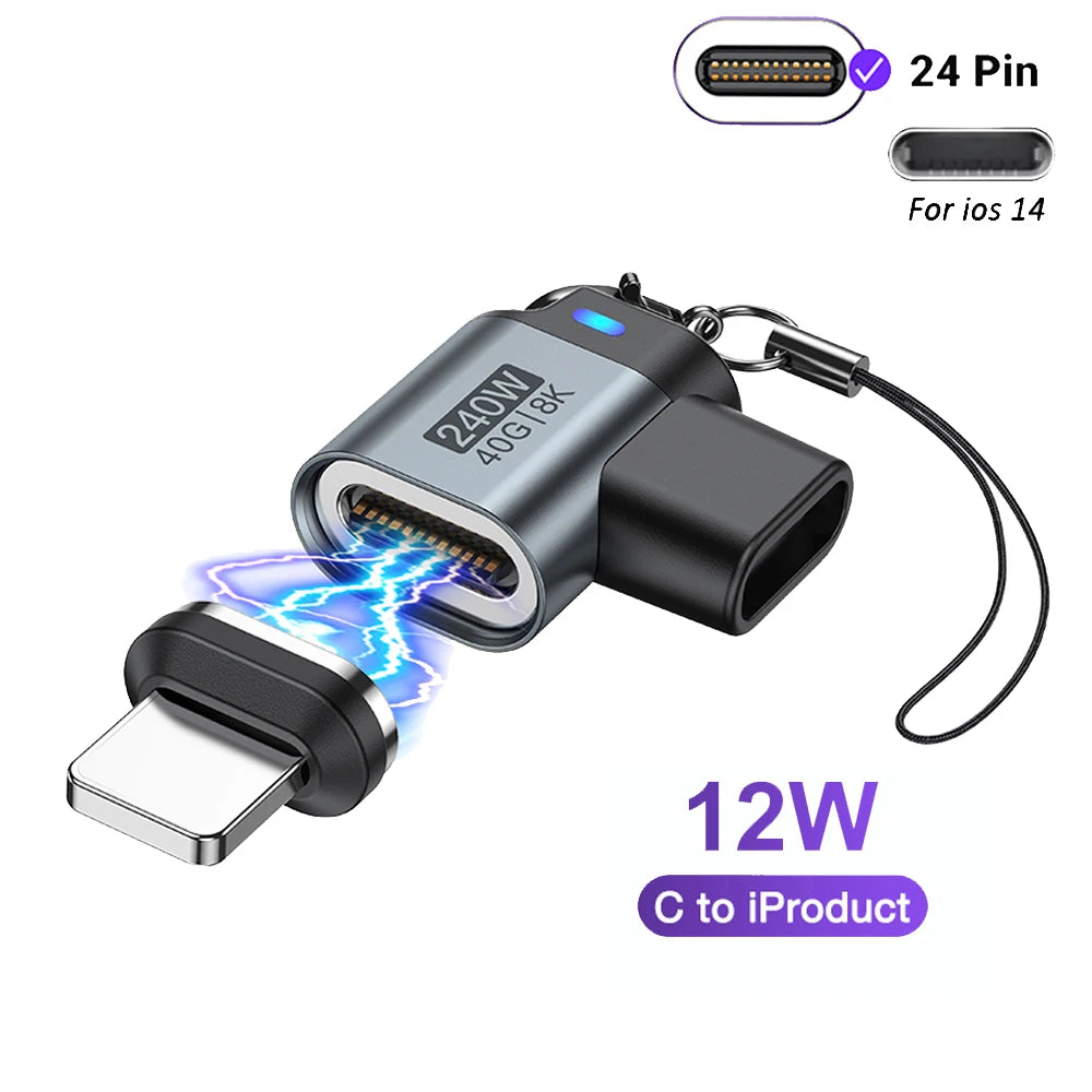 USB C Magnetic Adapter 40Gbps 8K 60Hz 240W PD Fast Charge Converter for Laptops and Devices