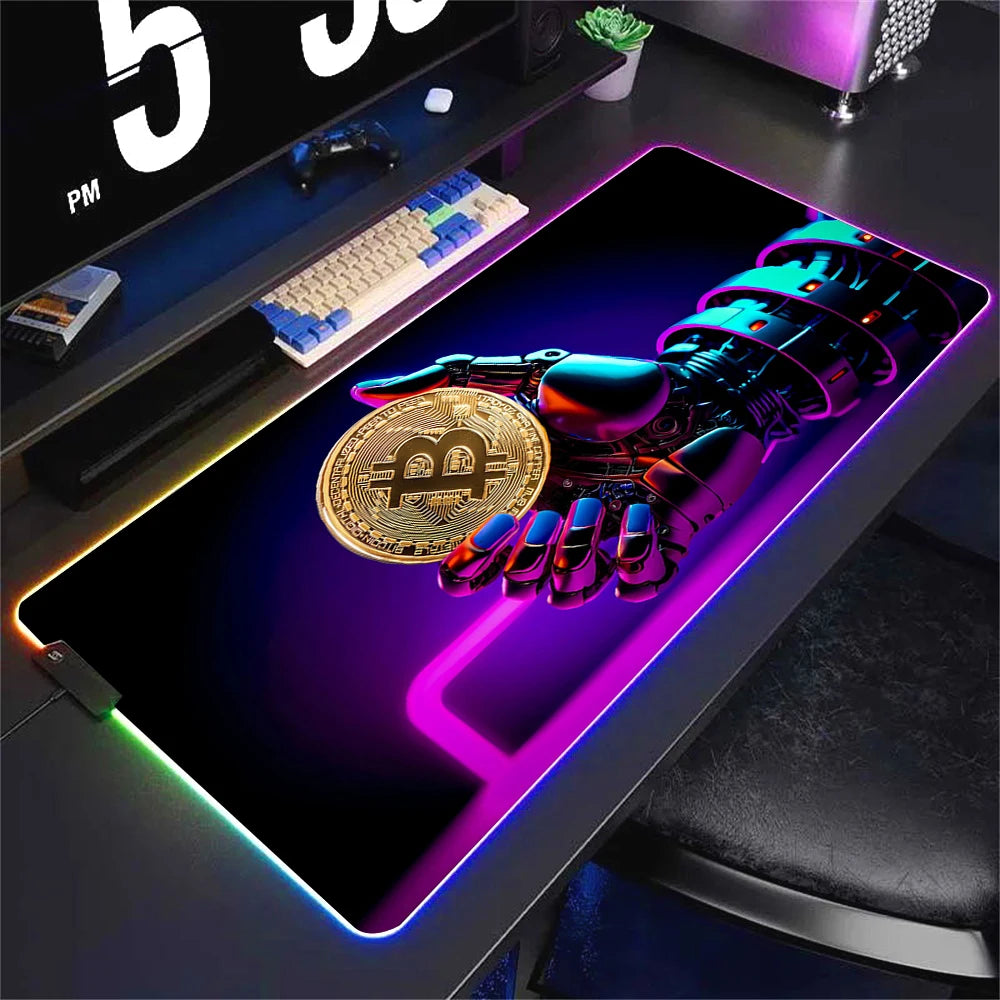 Large RGB Gaming Mouse Pad Non-slip Waterproof Desk Mat with Backlit Edge for Office and Gaming