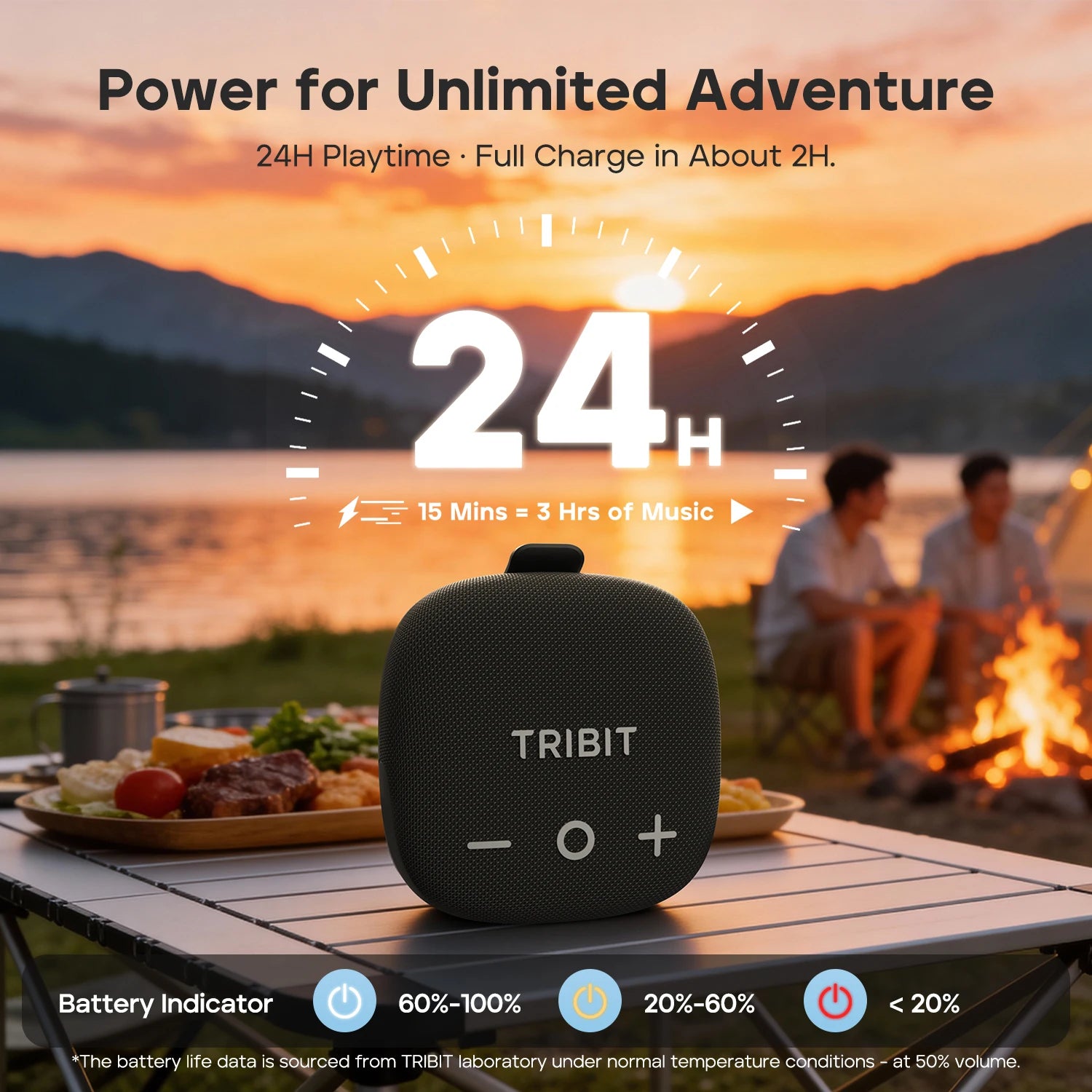 Portable Bluetooth Speaker 13W Waterproof with 24H Playtime Extra Bass for Outdoor Adventures