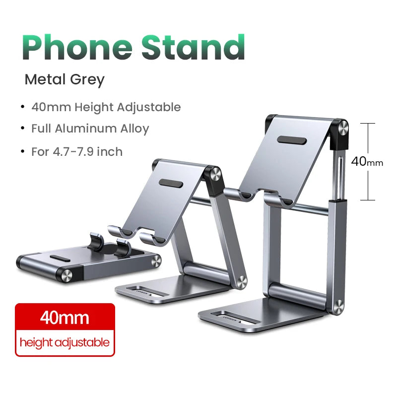 Adjustable Aluminium Desk Phone Stand Holder for Smartphones and Small Tablets 4 to 7.2 Inch