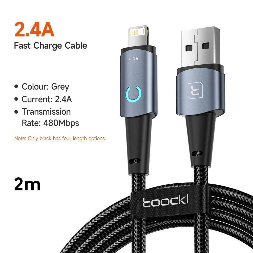 Premium Fast Charging Lightning Cable with LED Indicator for iPhone and iPad Devices