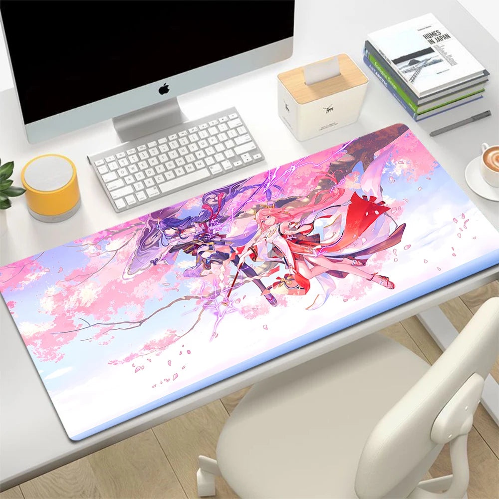 XL Anime Gaming Mouse Pad with Anti-slip Rubber Base, Stitched Edges, Custom Print Options