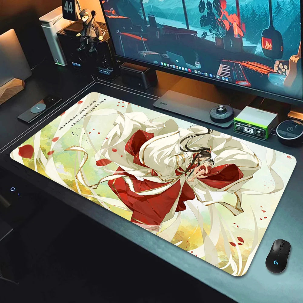Large Non-slip Desk Mouse Pad with Stitched Edges and Wrist Rest for Office and Gaming Setups