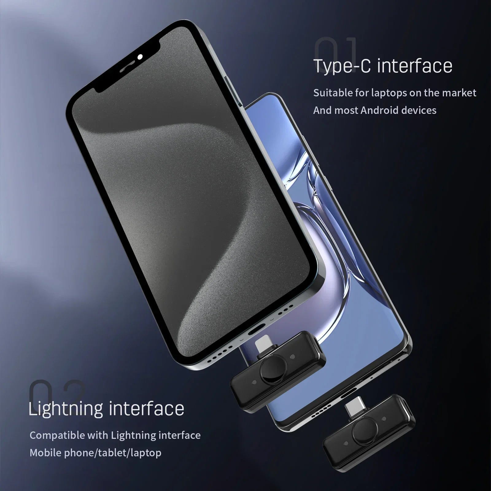 Wireless Lavalier Lapel Microphone Set with Noise-Reduction Magnetic Clip Mobile Recording Streaming