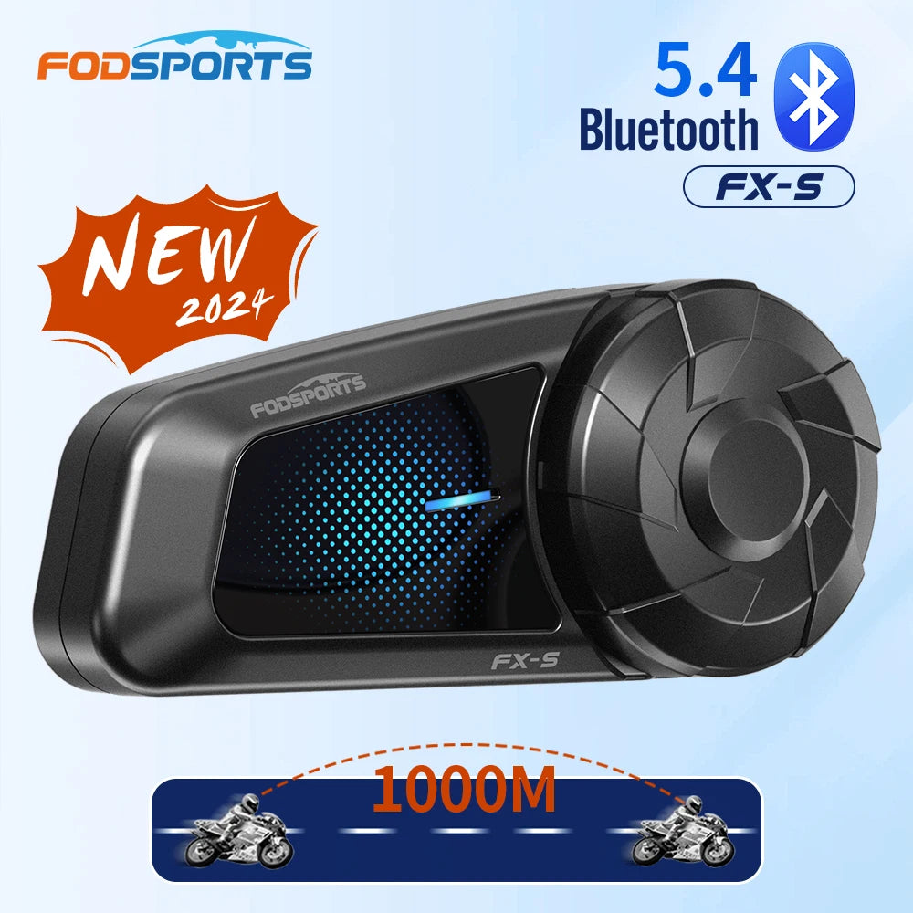 Bluetooth Motorcycle Helmet Intercom Headset with 1000m Range and Noise Cancelling Speakers