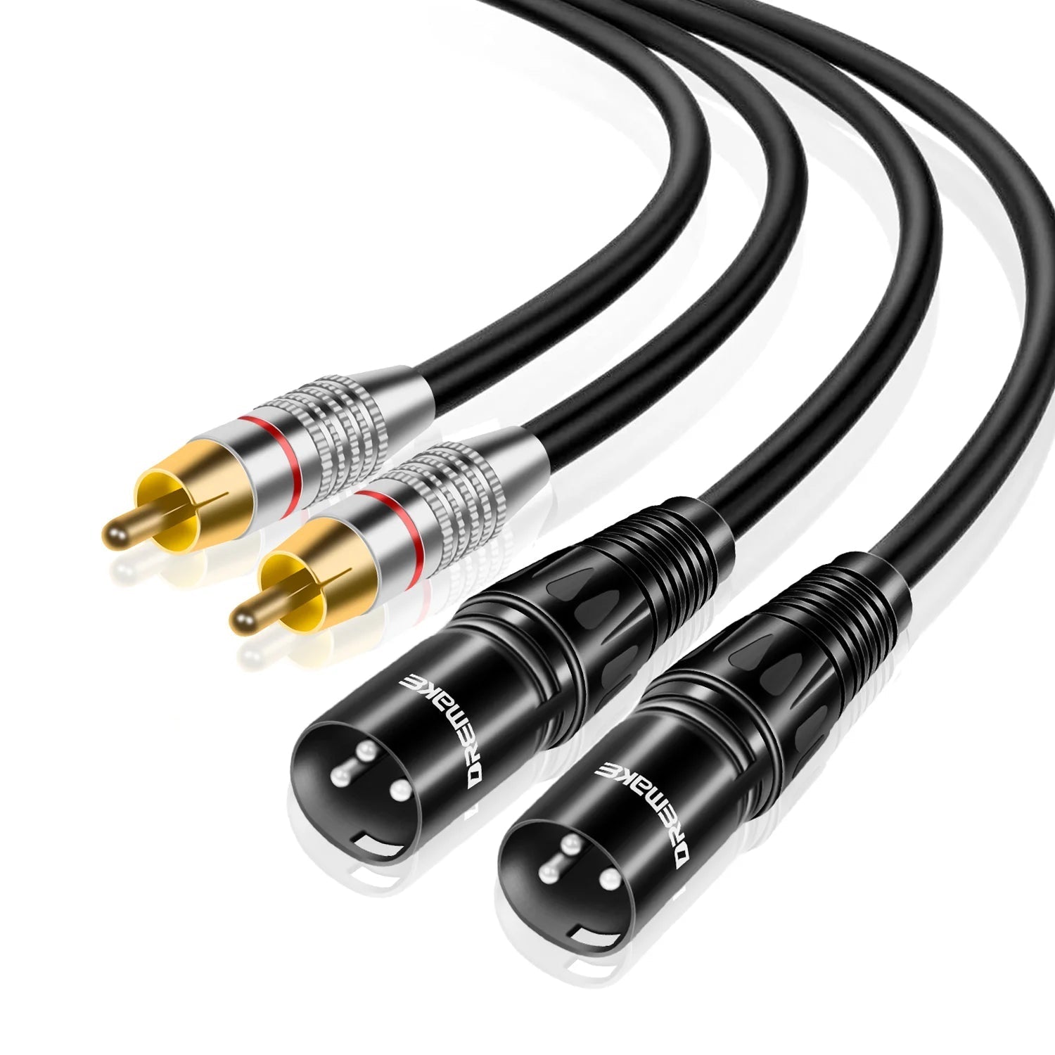 Dual XLR Male to Dual RCA Male Cable 4N OFC HiFi Audio Lead for Mixer Amplifier