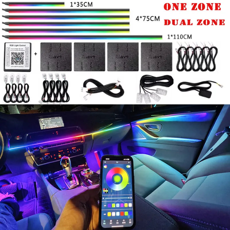 LED Acrylic Car Ambient Light Kit with RGB Colour Symphony and App Touch Control