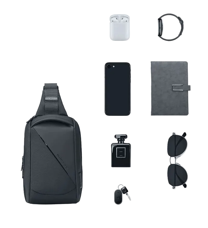Men's Water Resistant Cycling Chest Bag with USB Charging, Anti-Theft and Multi-Compartment Storage