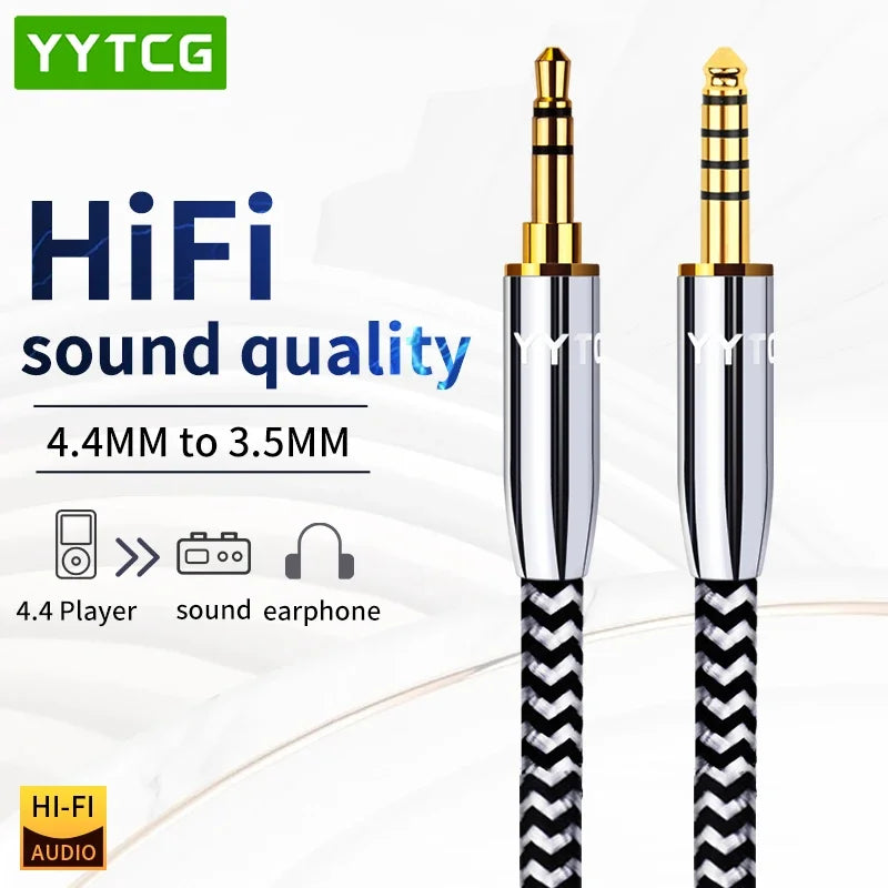 Premium OFC Copper 4.4mm to 3.5mm Balanced Audio Adapter Cable for Headphones and Amplifiers