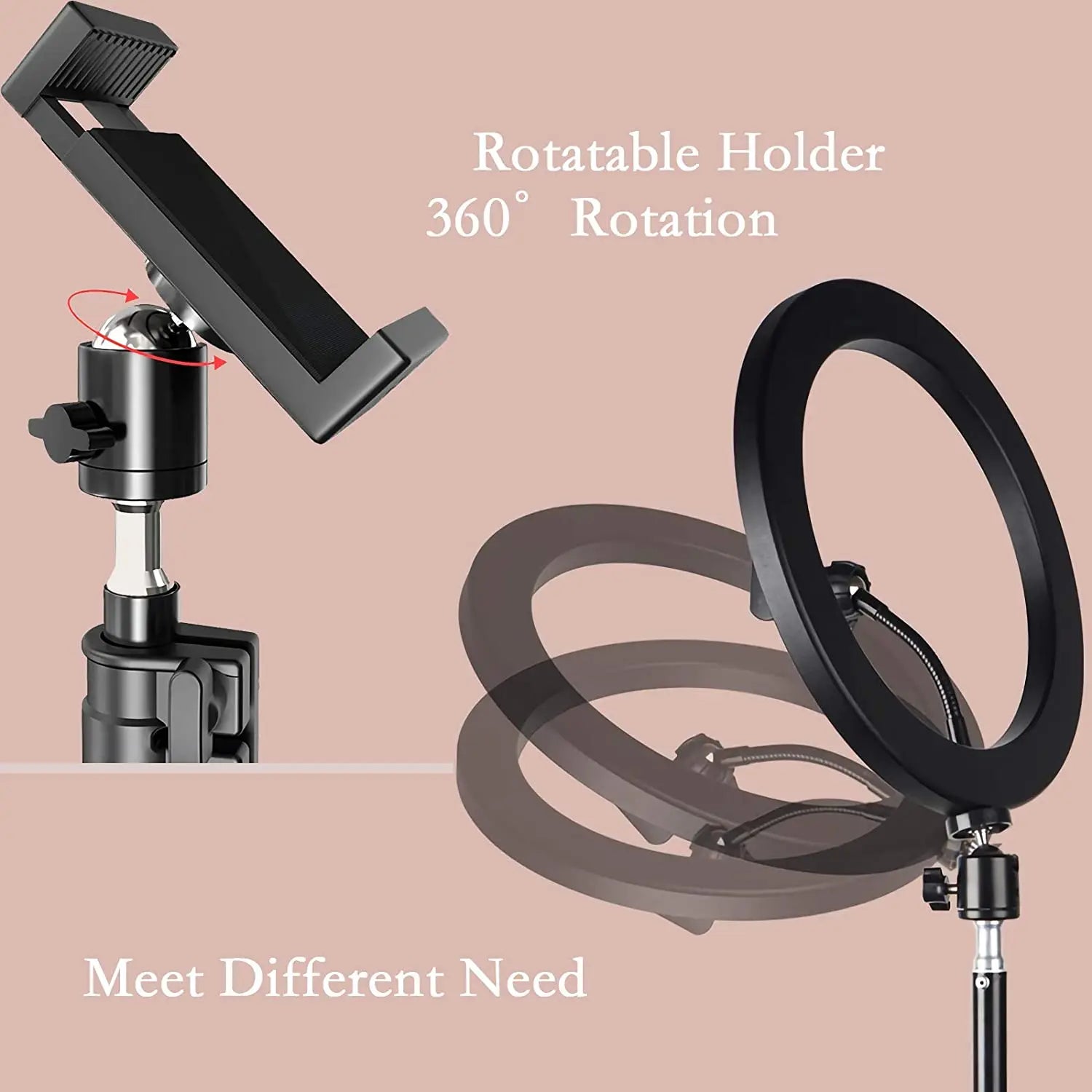 LED Ring Light with Tripod and Phone Holder for Video Streaming Makeup and Photography