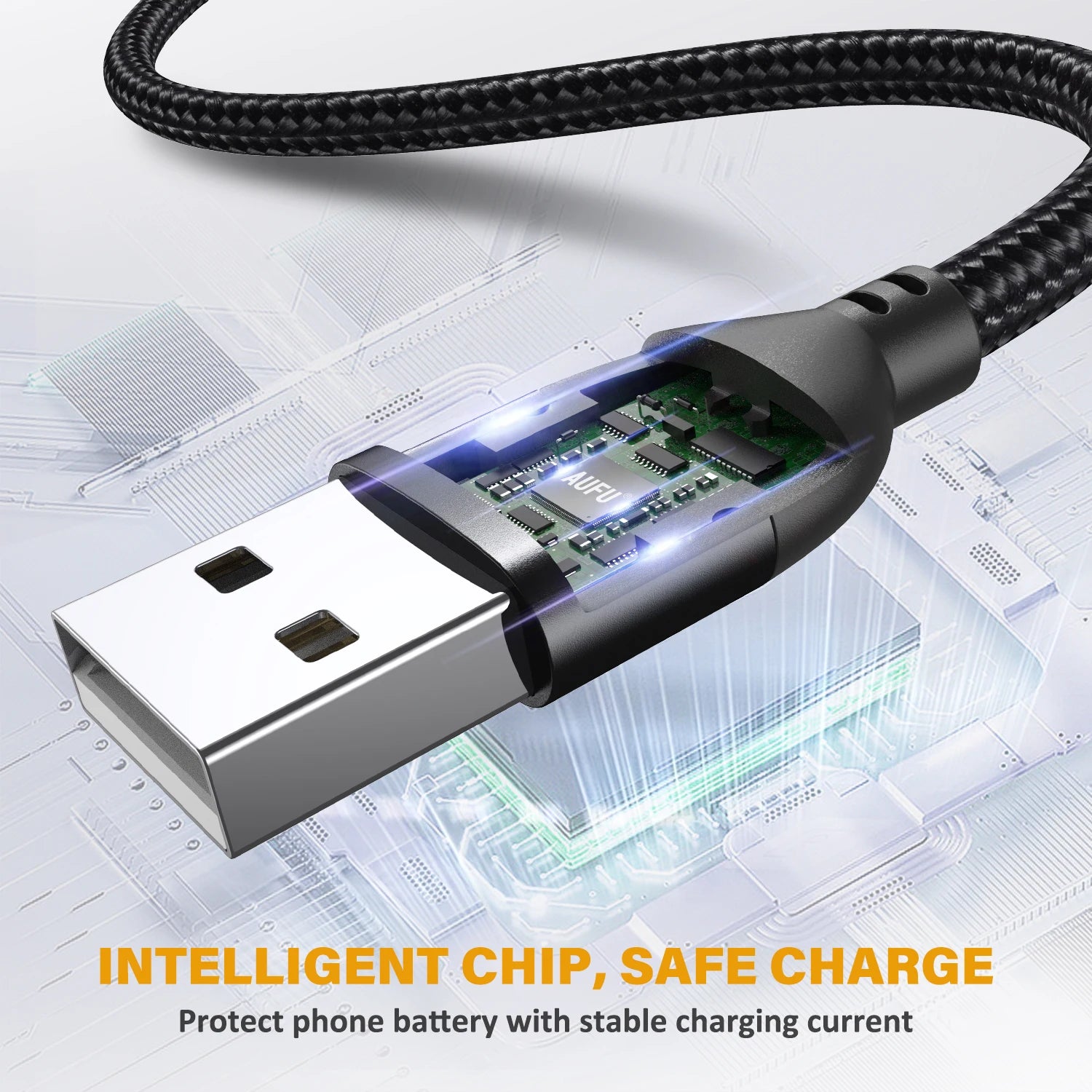 Fast Charging 3A Micro USB Cable for Android Phones with Braided Design and Data Sync