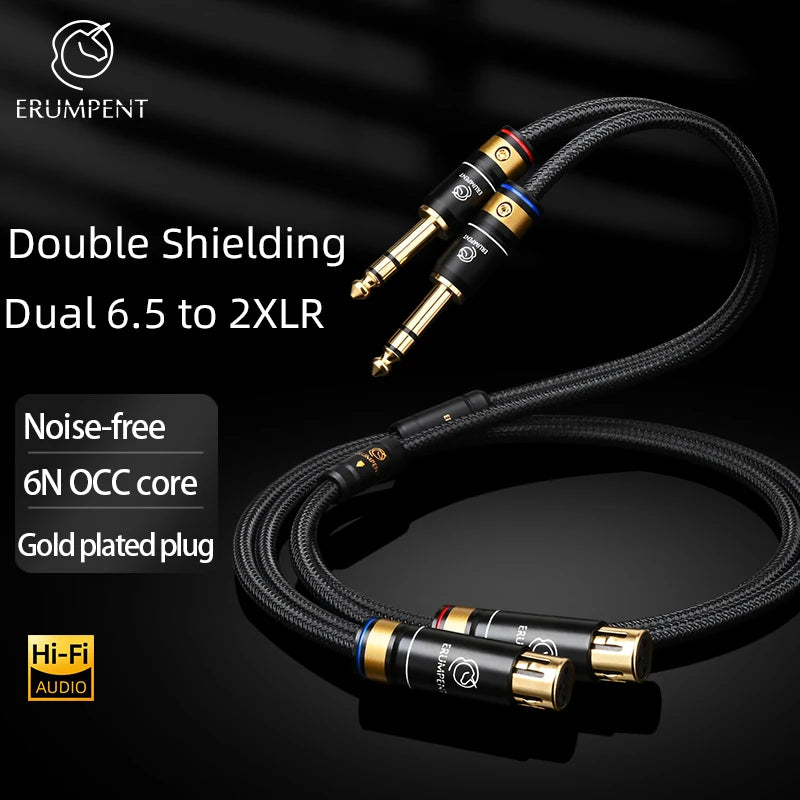 Premium 6.35mm TRS to XLR Balanced Stereo Audio Cable for Microphone and Speaker Connection