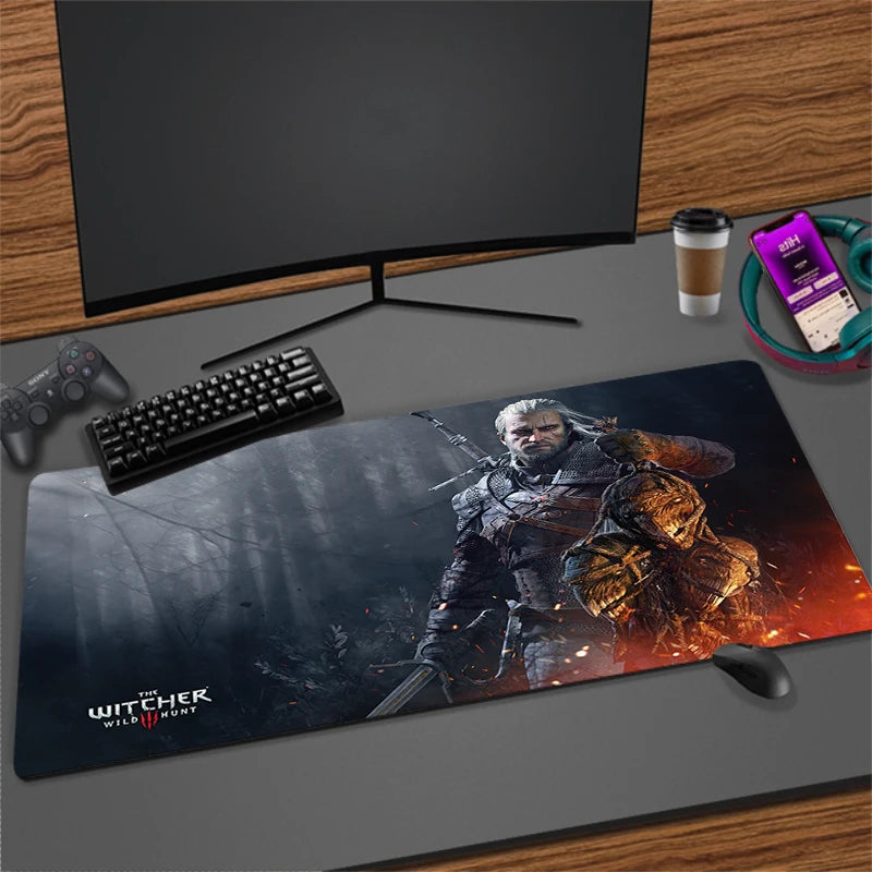 Large Cartoon Gaming Mouse Pad with Stitched Edges Non-Slip Rubber Base for Desktops and PCs