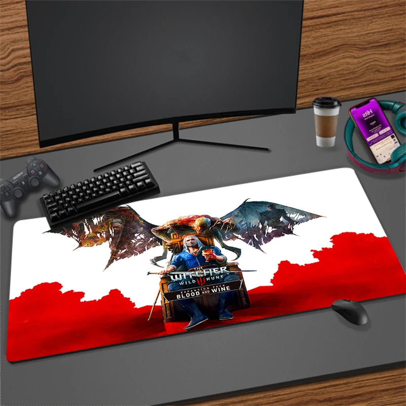 Large Cartoon Gaming Mouse Pad with Stitched Edges Non-Slip Rubber Base for Desktops and PCs