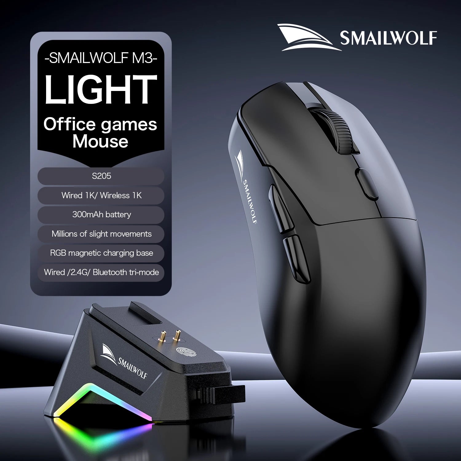 Bluetooth Wireless Gaming Mouse with Three-Mode Connectivity for Laptop and Office Use