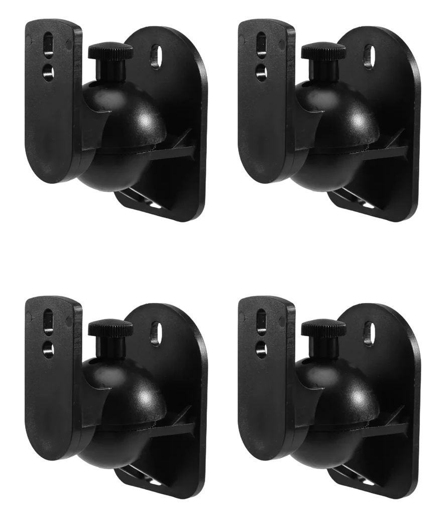 Universal Adjustable Speaker Wall Mount Brackets Set of 4 for Home Cinema or Satellite Speakers
