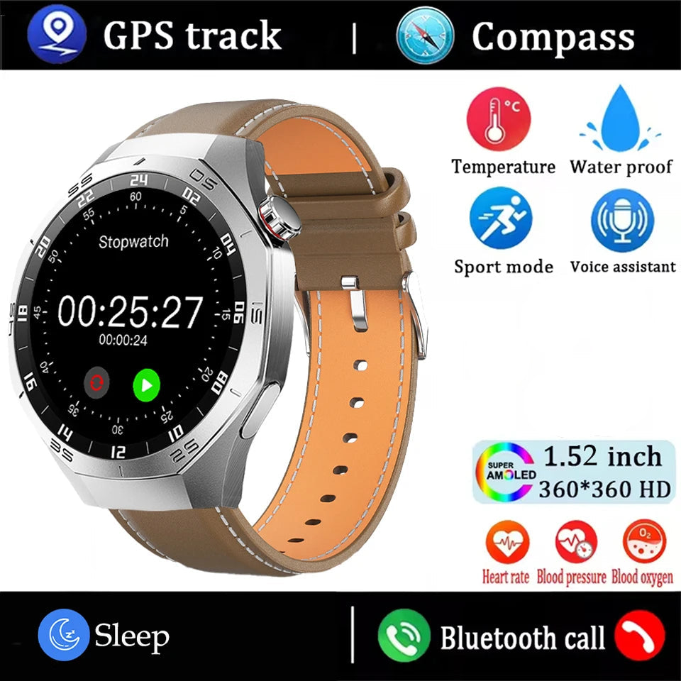 1.43" AMOLED GPS NFC Smart Watch with Bluetooth Calling & Health Monitor Waterproof Sports