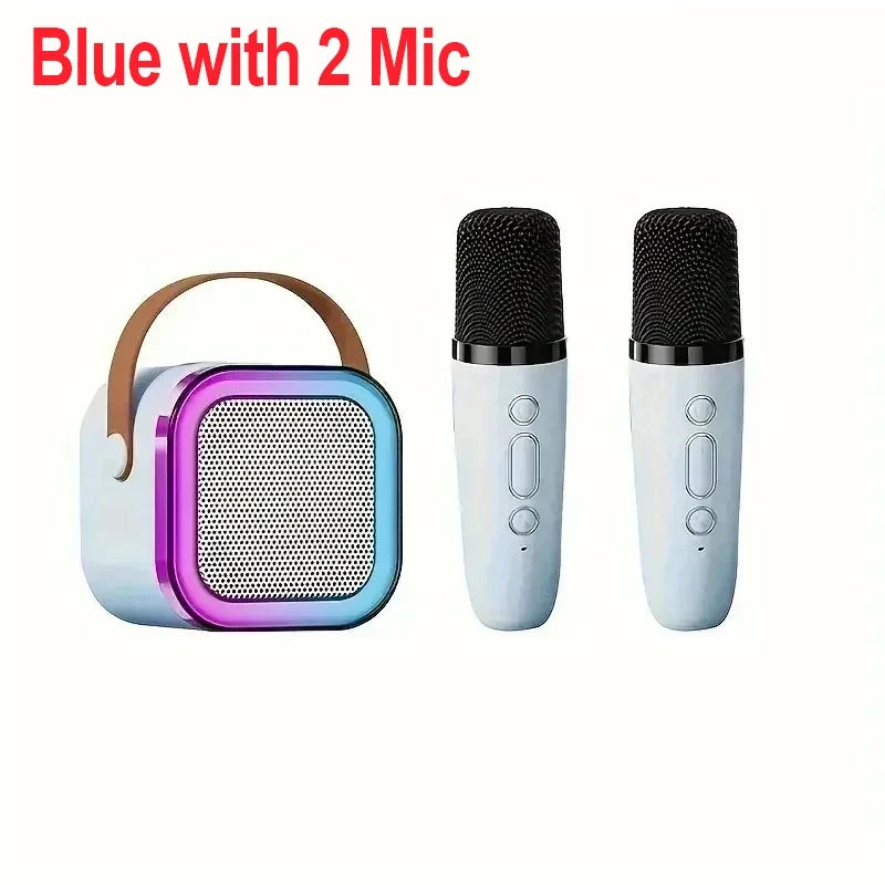 VIKEFON Portable Bluetooth 5.3 Karaoke Speaker with 2 Wireless Microphones & LED Lights