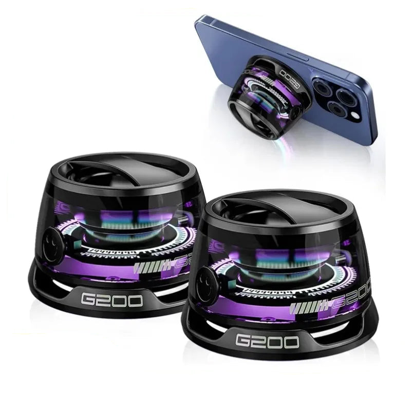 Portable Bluetooth 5.3 Speaker with RGB Lighting, Magnetic Mount, and Phone Holder