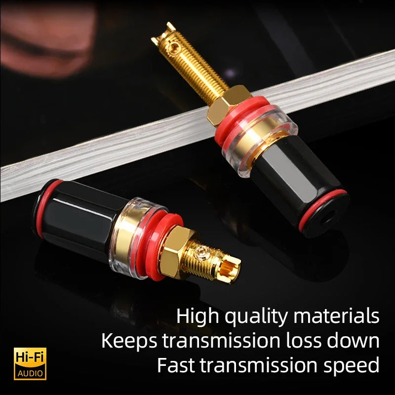 Gold Plated Copper Speaker Binding Posts Banana Jack Connectors for High Fidelity Audio