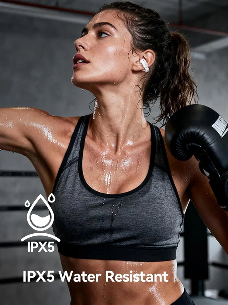 Open Ear Clip-On Wireless Earbuds with Bluetooth 5.4 Deep Bass Lightweight IPX5 28H Battery Life