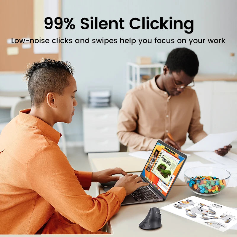 Vertical Wireless Ergonomic Mouse Bluetooth 5.0 2.4G 4000 DPI Silent 6 Button for PC Laptop