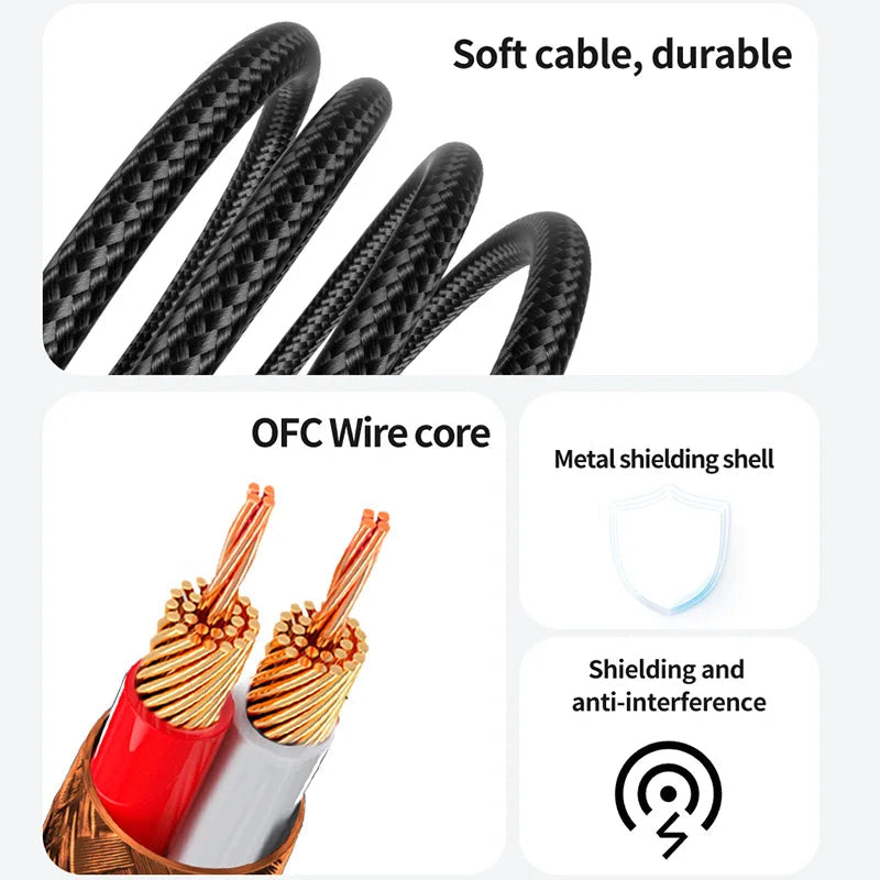 Premium 3.5mm to RCA Audio Cable with Gold Plated Connectors and OFC HiFi Sound Quality