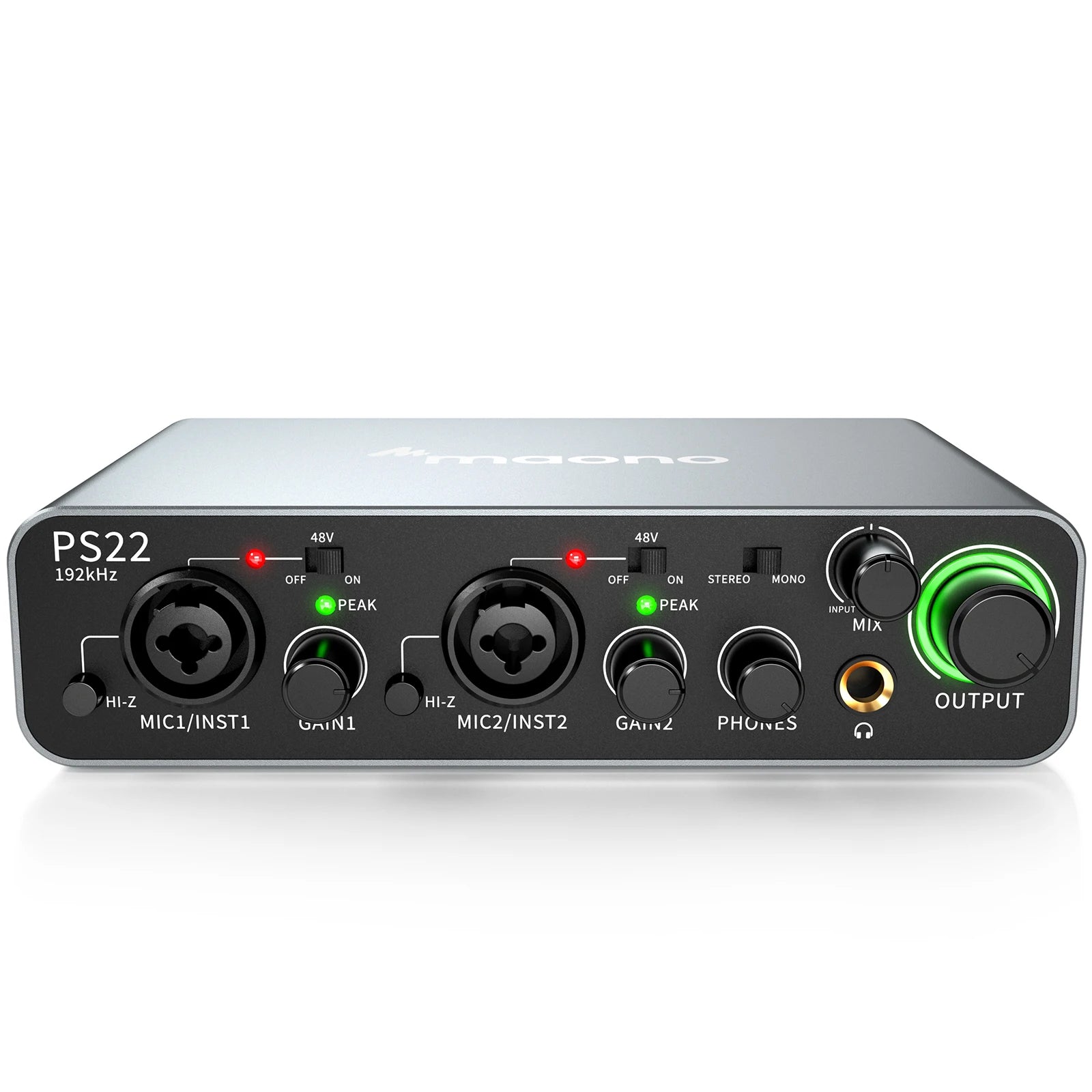 USB Audio Interface with Dual USB Connectivity 24bit 192kHz 60dB Preamp for PC and Phone Recording