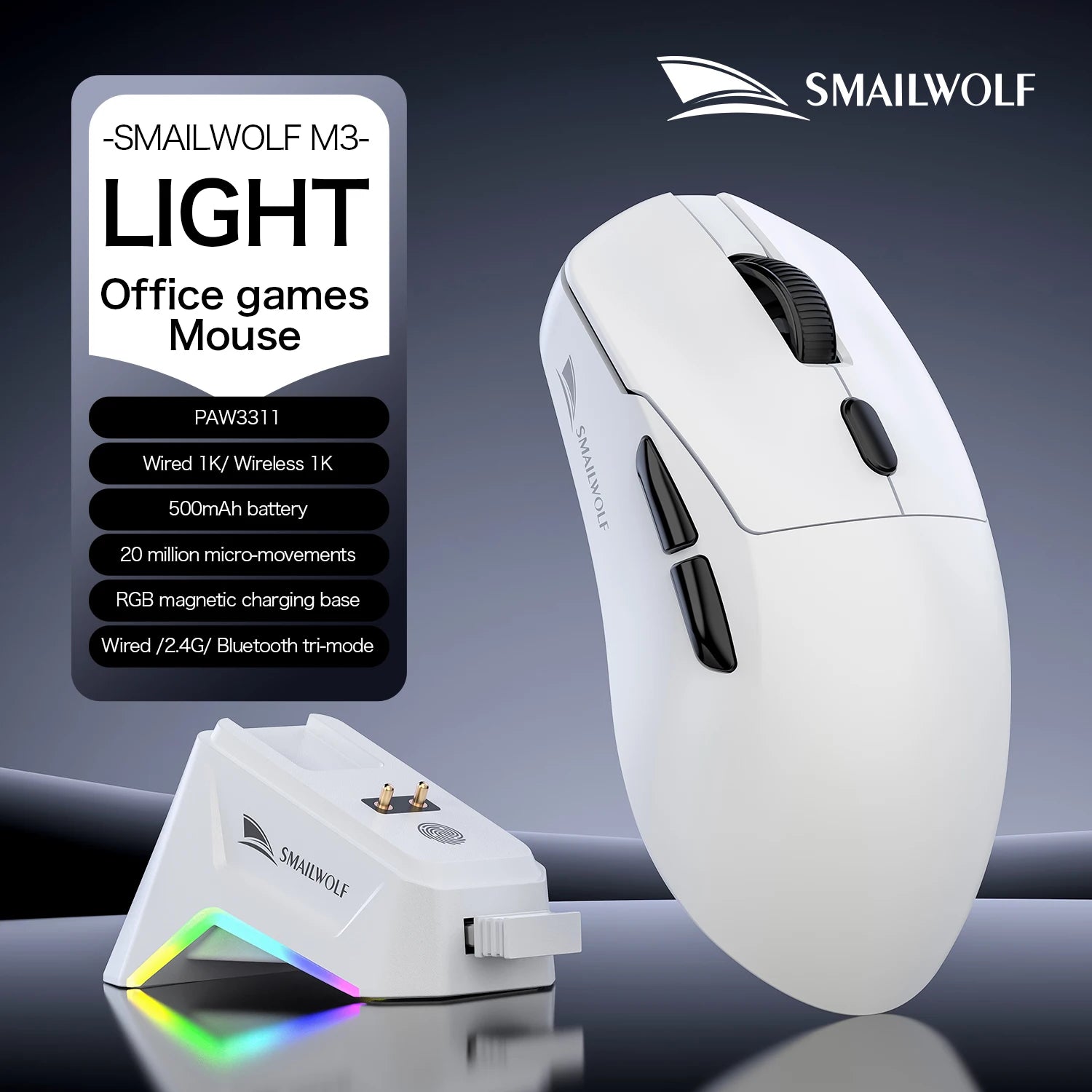 Bluetooth Wireless Gaming Mouse with Three-Mode Connectivity for Laptop and Office Use
