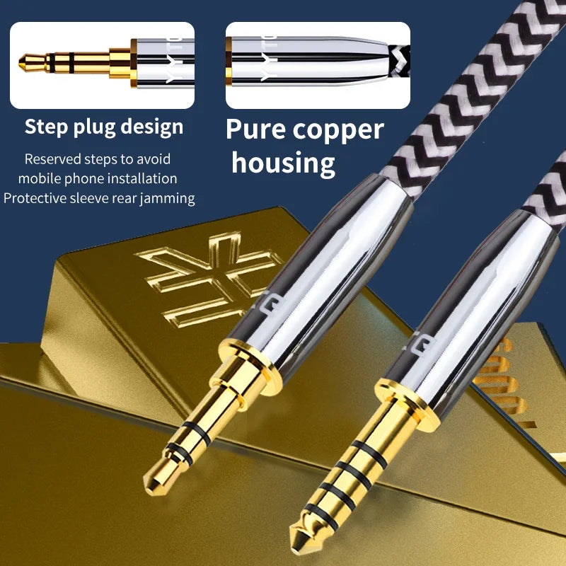 Premium OFC Copper 4.4mm to 3.5mm Balanced Audio Adapter Cable for Headphones and Amplifiers