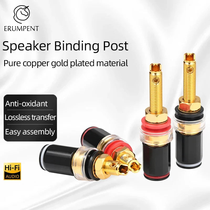 Gold Plated Copper Speaker Binding Posts Banana Jack Connectors for High Fidelity Audio