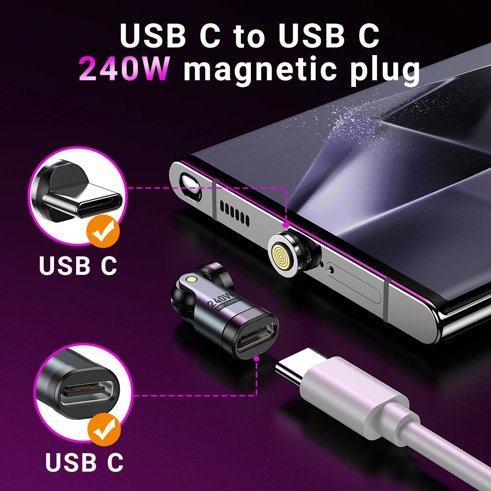 3 Pack 240W Magnetic USB C to USB C OTG Adapters Fast Charging for Laptops and Smartphones