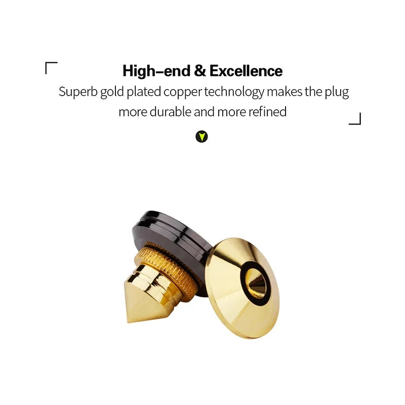 Pure Copper Gold Speaker Isolation Spikes and Foot Pads Set for Floor Standing Speakers