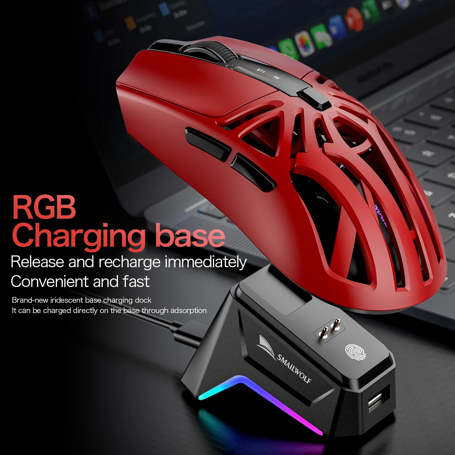 Wireless Gaming Mouse with Three Mode Connectivity and 12000 DPI Precision Sensor