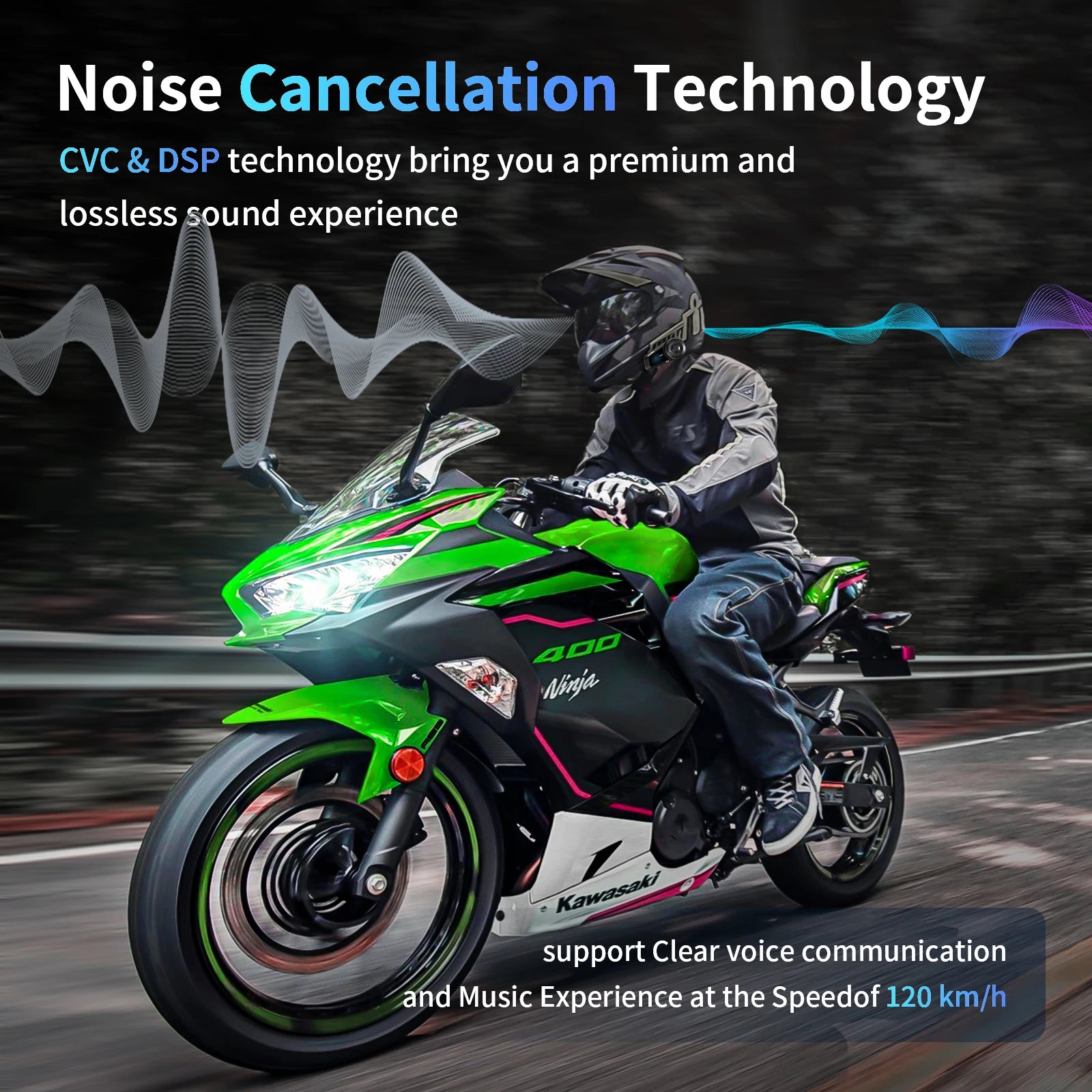 Bluetooth Motorcycle Helmet Intercom Headset with 1000M Range and Noise Reduction Technology Twin Pack