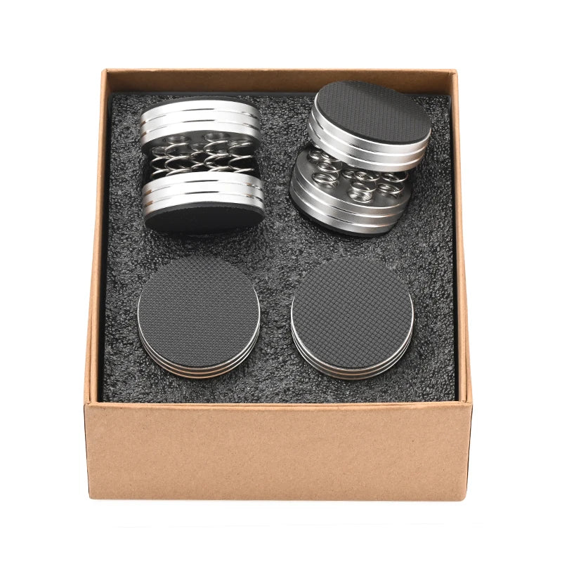 Premium Aluminium Alloy Speaker Isolation Spikes Set with Spring Damping Pads for HiFi Audio