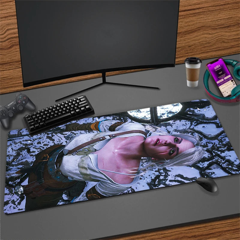 Large Cartoon Gaming Mouse Pad with Stitched Edges Non-Slip Rubber Base for Desktops and PCs